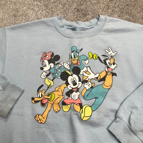 Disney Mickey And Friends Sweatshirt Womens Medium Blue Graphic Pullover Casual - Picture 3 of 12
